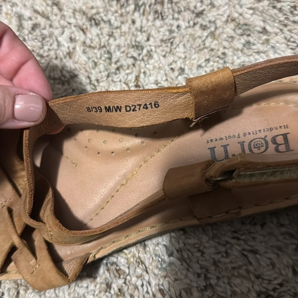 Born Tan Sandals with Ankle Strap and Comfort Footbed